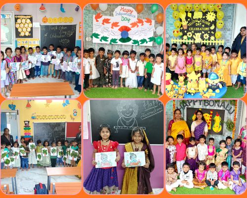 Children celebrating Indian festivals with dress-up, decorations and cultural activities at BrightCorner Global School, Shaikpet